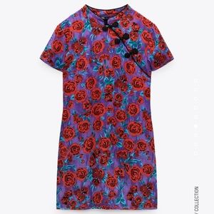 NWT Zara Printed Frog Button Dress